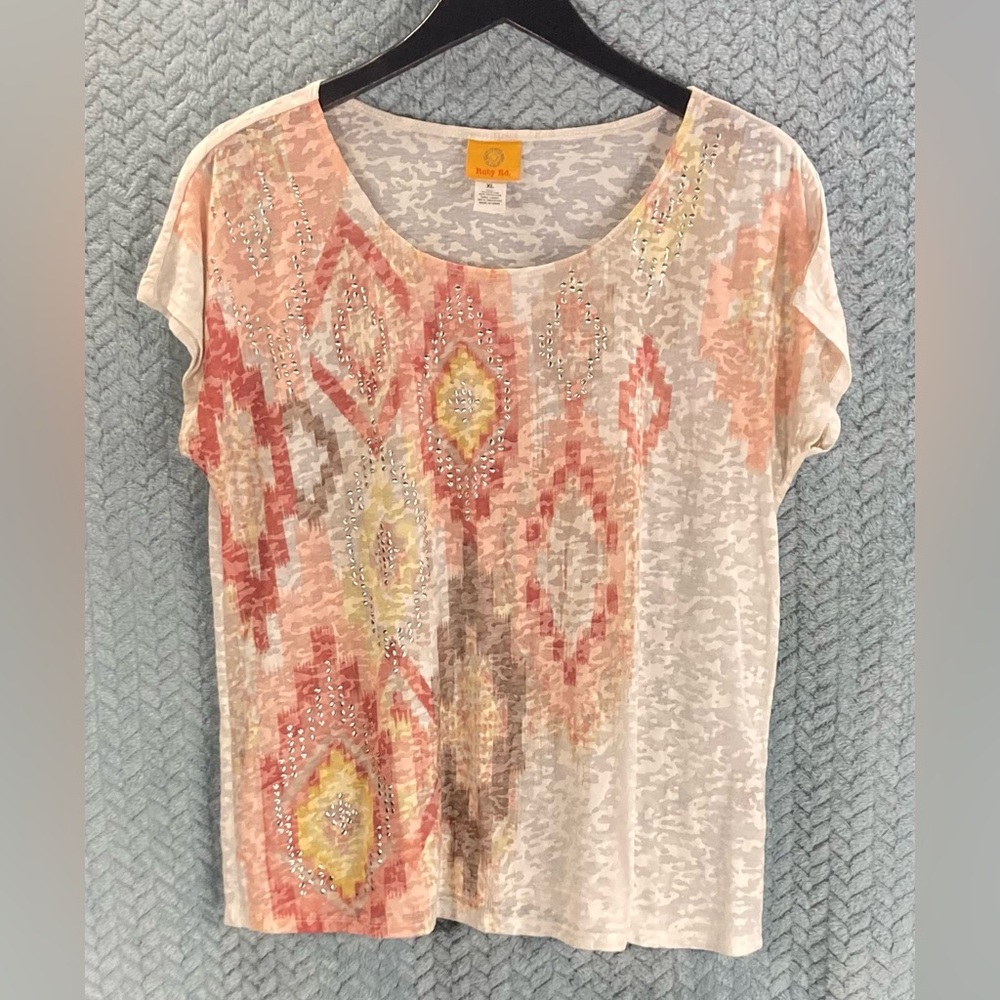 Ruby Rd. Short Sleeve Top with Vibrant Accents